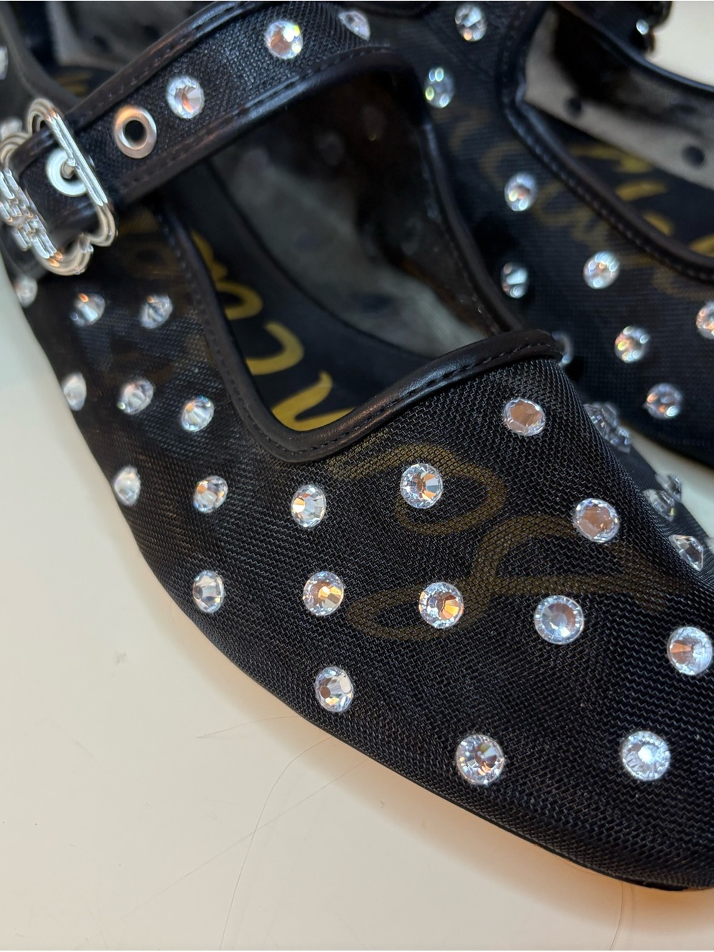 Sam Edelman Black Crystal Michaela Shine Mary Jane Flats | Size 8 1/2 - Picture 4 of 12